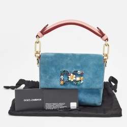 Pre Owned Dolce & Gabbana Blue Suede and Leather DG Millennials Top Handle Bag