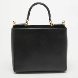 Dolce & Gabbana Black Leather Miss Sicily Shopper Tote