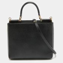 Dolce & Gabbana Black Leather Miss Sicily Shopper Tote
