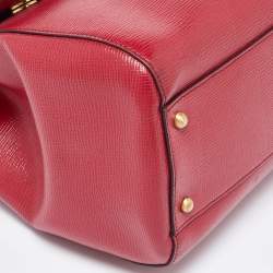 Dolce & Gabbana Red Watersnake and Leather Large Miss Sicily Top Handle Bag