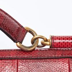 Dolce & Gabbana Red Watersnake and Leather Large Miss Sicily Top Handle Bag