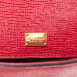 Dolce & Gabbana Red Watersnake and Leather Large Miss Sicily Top Handle Bag