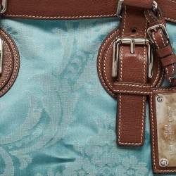 Dolce & Gabbana Brown/Blue Brocade Fabric and Leather Miss Romantique Satchel