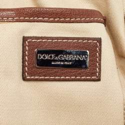 Dolce & Gabbana Brown/Blue Brocade Fabric and Leather Miss Romantique Satchel