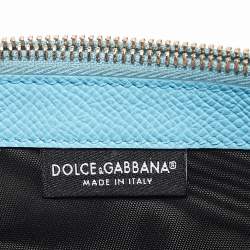 Pre Owned Dolce & Gabbana Navy Blue Leather Zip Long Card Holder