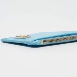 Pre Owned Dolce & Gabbana Navy Blue Leather Zip Long Card Holder