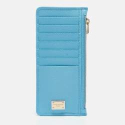 Pre Owned Dolce & Gabbana Navy Blue Leather Zip Long Card Holder