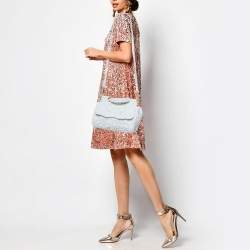 Pre Owned Dolce & Gabbana White Fabric Cordonetto Lace Medium Sicily Cordonetto Top Handle Bag