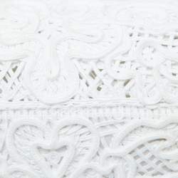 Pre Owned Dolce & Gabbana White Fabric Cordonetto Lace Medium Sicily Cordonetto Top Handle Bag