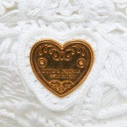 Pre Owned Dolce & Gabbana White Fabric Cordonetto Lace Medium Sicily Cordonetto Top Handle Bag