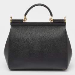 Pre Owned Dolce & Gabbana Black Leather Regular Miss Sicily Top Handle Bag