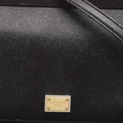 Pre Owned Dolce & Gabbana Black Leather Regular Miss Sicily Top Handle Bag