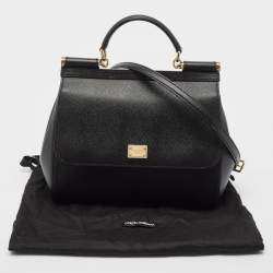 Pre Owned Dolce & Gabbana Black Leather Regular Miss Sicily Top Handle Bag