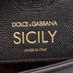 Pre Owned Dolce & Gabbana Black Leather Regular Miss Sicily Top Handle Bag
