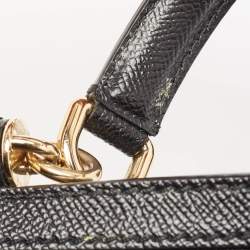Pre Owned Dolce & Gabbana Black Leather Regular Miss Sicily Top Handle Bag