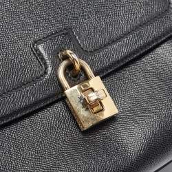 Pre Owned Dolce & Gabbana Black Leather Padlock Top Handle Bag