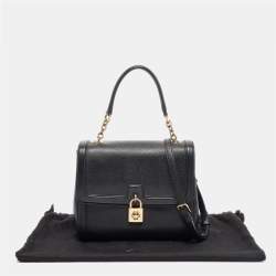 Pre Owned Dolce & Gabbana Black Leather Padlock Top Handle Bag