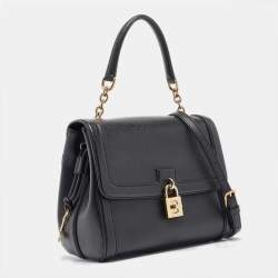 Pre Owned Dolce & Gabbana Black Leather Padlock Top Handle Bag