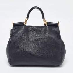 Pre Owned Dolce & Gabbana Black Leather Large Miss Sicily Top Handle Bag