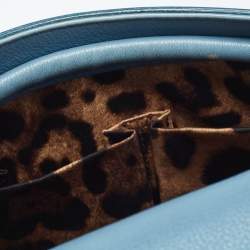 Pre Owned Dolce & Gabbana Light Blue Leather Padlock Top Handle Bag