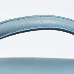 Pre Owned Dolce & Gabbana Light Blue Leather Padlock Top Handle Bag