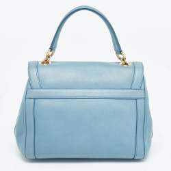 Pre Owned Dolce & Gabbana Light Blue Leather Padlock Top Handle Bag