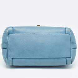 Pre Owned Dolce & Gabbana Light Blue Leather Padlock Top Handle Bag