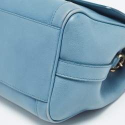 Pre Owned Dolce & Gabbana Light Blue Leather Padlock Top Handle Bag