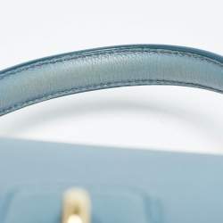 Pre Owned Dolce & Gabbana Light Blue Leather Padlock Top Handle Bag
