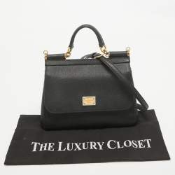 Pre Owned Dolce & Gabbana Black Leather Medium Miss Sicily Top Handle Bag