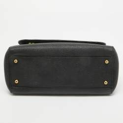 Pre Owned Dolce & Gabbana Black Leather Medium Miss Sicily Top Handle Bag