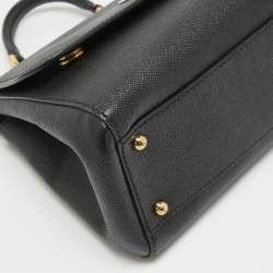 Pre Owned Dolce & Gabbana Black Leather Medium Miss Sicily Top Handle Bag