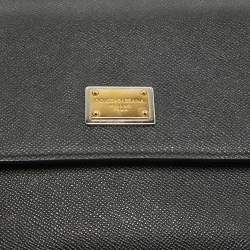 Pre Owned Dolce & Gabbana Black Leather Medium Miss Sicily Top Handle Bag