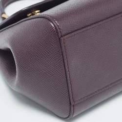 Pre Owned Dolce & Gabbana Plum Leather Small Miss Sicily Top Handle Bag