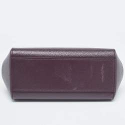 Pre Owned Dolce & Gabbana Plum Leather Small Miss Sicily Top Handle Bag
