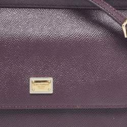 Pre Owned Dolce & Gabbana Plum Leather Small Miss Sicily Top Handle Bag