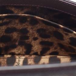 Pre Owned Dolce & Gabbana Plum Leather Small Miss Sicily Top Handle Bag