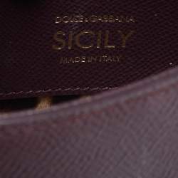 Pre Owned Dolce & Gabbana Plum Leather Small Miss Sicily Top Handle Bag