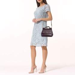 Pre Owned Dolce & Gabbana Plum Leather Small Miss Sicily Top Handle Bag