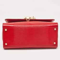 Pre Owned Dolce & Gabbana Red Lizard Embossed Leather Medium Miss Monica Top Handle Bag