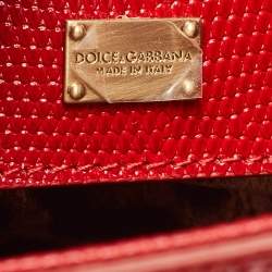 Pre Owned Dolce & Gabbana Red Lizard Embossed Leather Medium Miss Monica Top Handle Bag
