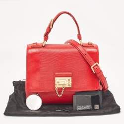 Pre Owned Dolce & Gabbana Red Lizard Embossed Leather Medium Miss Monica Top Handle Bag