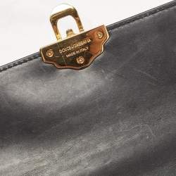 Pre Owned Dolce & Gabbana Black Leather and Python Lucia Top Handle Bag