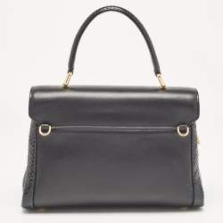 Pre Owned Dolce & Gabbana Black Leather and Python Lucia Top Handle Bag