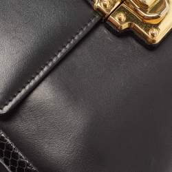 Pre Owned Dolce & Gabbana Black Leather and Python Lucia Top Handle Bag