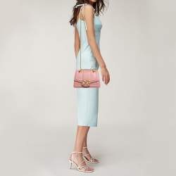 Pre Owned Dolce & Gabbana Old Rose Leather DG Amore Shoulder Bag