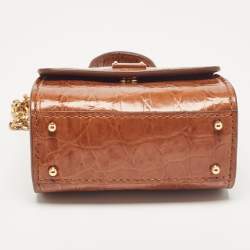 Pre Owned Dolce & Gabbana Brown Crocodile Sicily 58 Micro Bag
