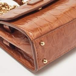 Pre Owned Dolce & Gabbana Brown Crocodile Sicily 58 Micro Bag