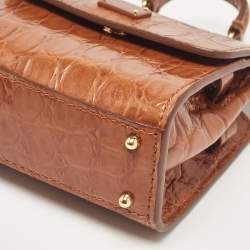 Pre Owned Dolce & Gabbana Brown Crocodile Sicily 58 Micro Bag