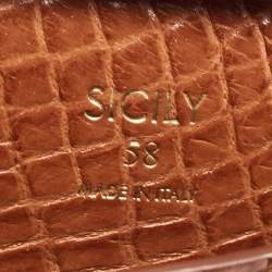Pre Owned Dolce & Gabbana Brown Crocodile Sicily 58 Micro Bag